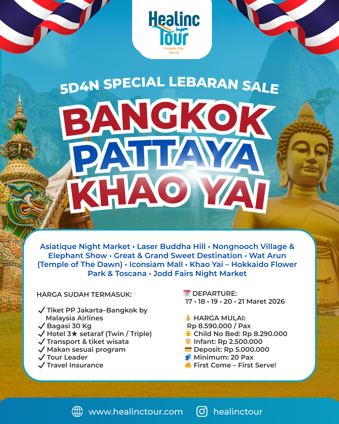 5D4N ke Bangkok – Pattaya – Khao Yai